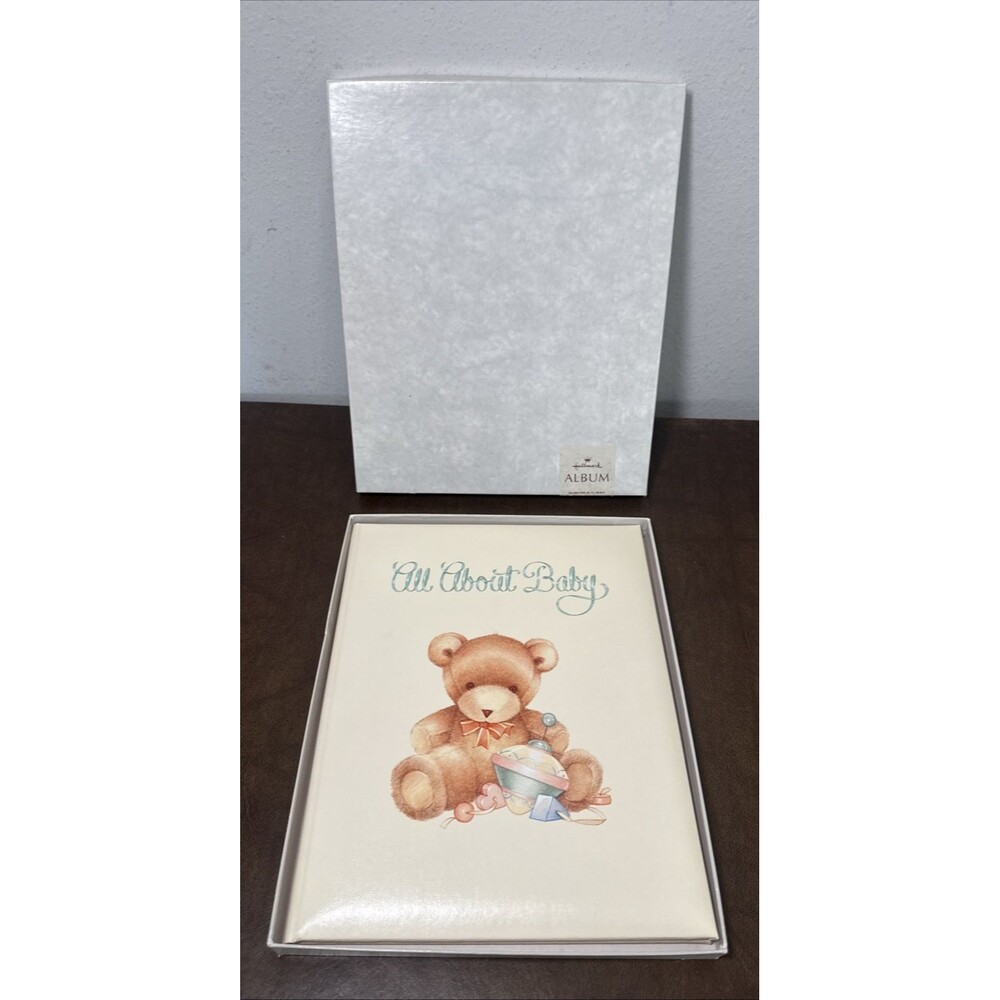 Hallmark All About Baby Book Teddy Bear Keepsake Scrapbook Album Vintage 1980s